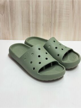 CROCS Women's Sage Green Slide Sandals